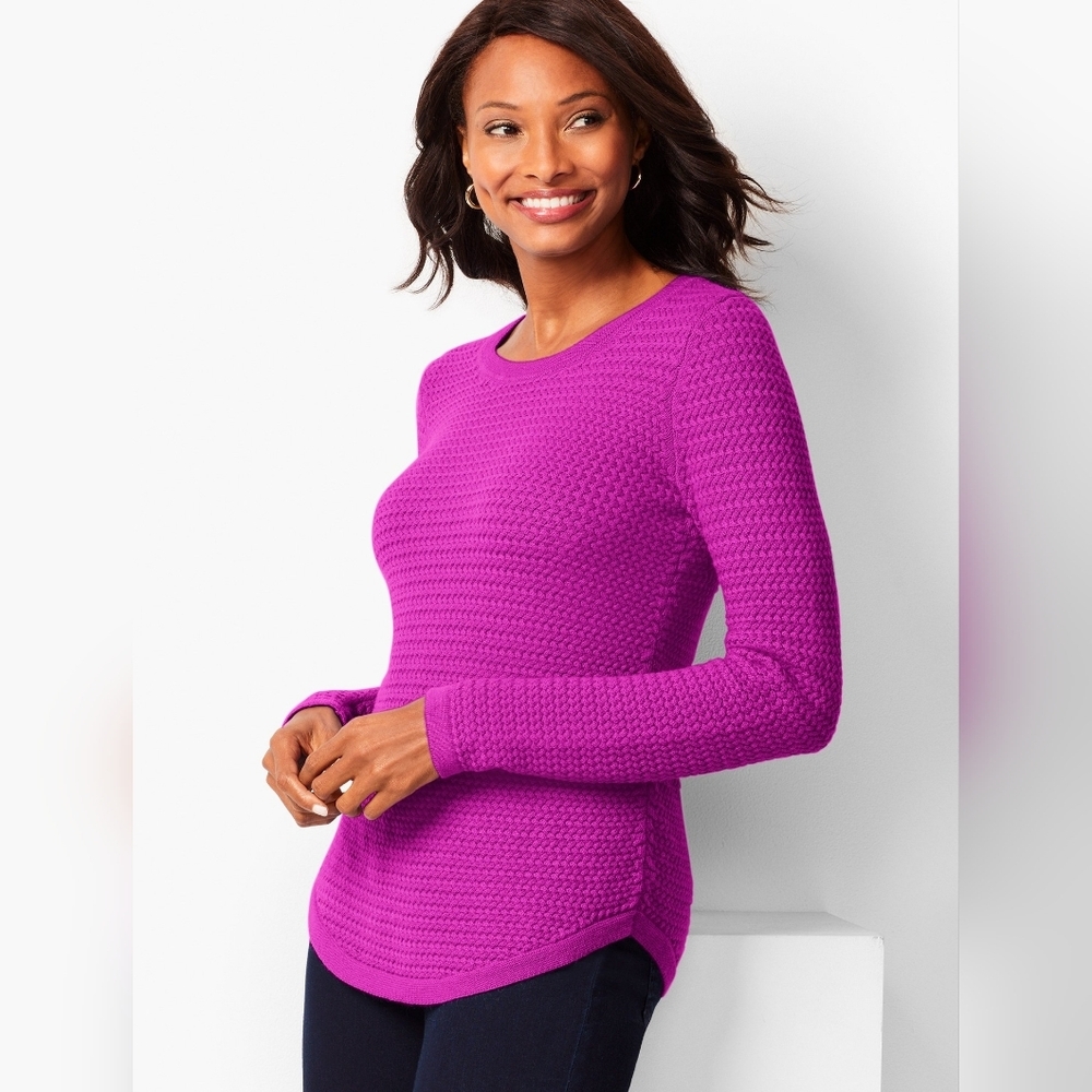 Talbots Womens Pink Soft Textured Lambswool Blend Knit Sweater Size Small